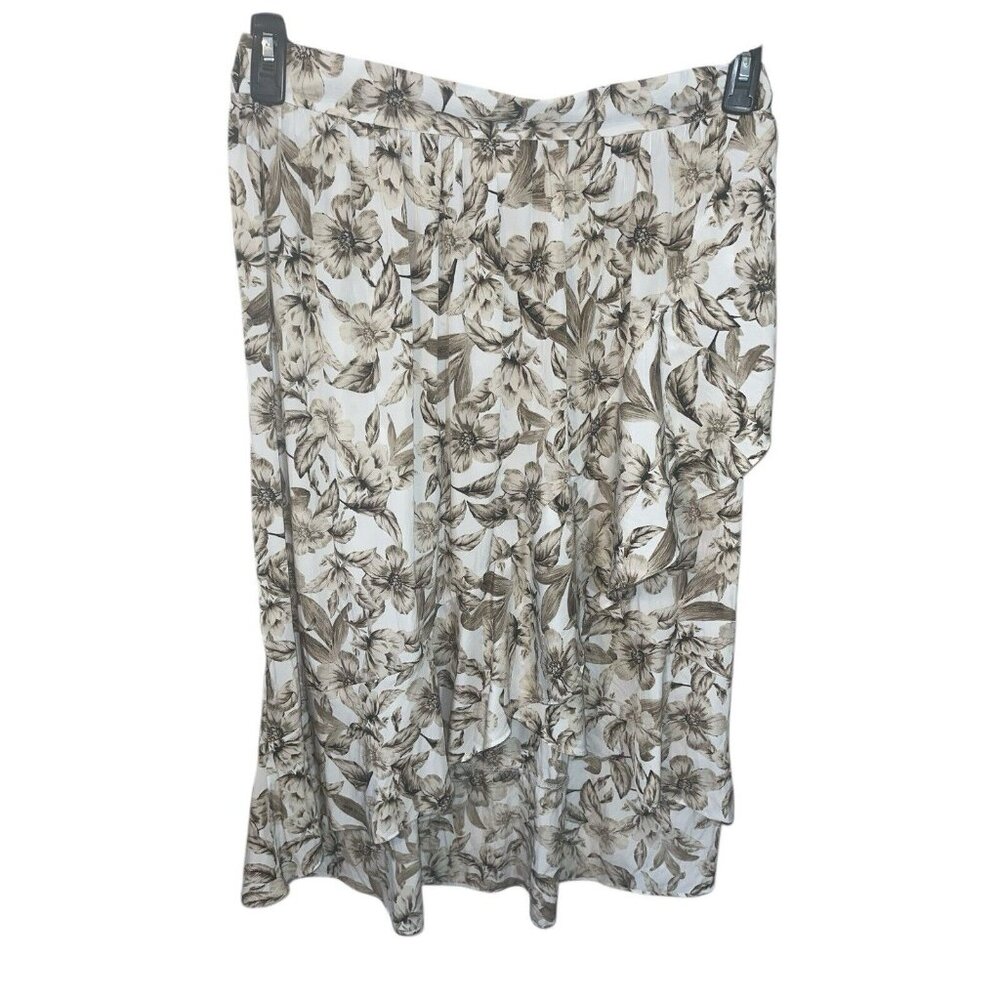 J JILL Women's Large Petite Ruffled Hi-Low Skirt Floral Print - Picture 2 of 11